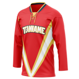 Custom Team Design Red & Yellow Colors Design Sports Hockey Jersey HK00FP060912