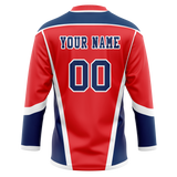 Custom Team Design Red & Navy Blue Colors Design Sports Hockey Jersey HK00FP070918