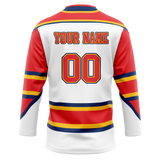 Custom Team Design White & Red Colors Design Sports Hockey Jersey HK00FP080209