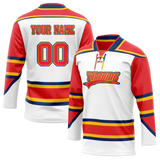 Custom Team Design White & Red Colors Design Sports Hockey Jersey