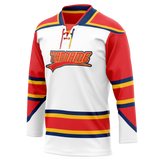 Custom Team Design White & Red Colors Design Sports Hockey Jersey HK00FP080209