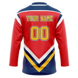 Custom Team Design Red & Navy Blue Colors Design Sports Hockey Jersey HK00AC090918