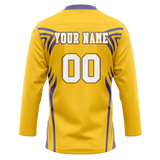 Custom Team Design Yellow & Light Purple Colors Design Sports Hockey Jersey HK00LAK031224