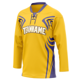 Custom Team Design Yellow & Light Purple Colors Design Sports Hockey Jersey HK00LAK031224