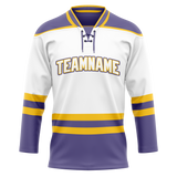 Custom Team Design White & Light Purple Colors Design Sports Hockey Jersey HK00MC050224