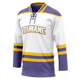 Custom Team Design White & Light Purple Colors Design Sports Hockey Jersey HK00LAK050224