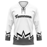 Custom Team Design White & Gray Colors Design Sports Hockey Jersey HK00LAK060203