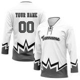 Custom Team Design White & Gray Colors Design Sports Hockey Jersey