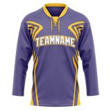 Custom Team Design Light Purple & Yellow Colors Design Sports Hockey Jersey HK00LAK082412