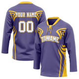 Custom Team Design Light Purple & Yellow Colors Design Sports Hockey Jersey HK00MC082412