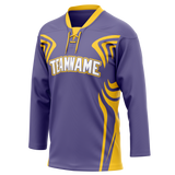 Custom Team Design Light Purple & Yellow Colors Design Sports Hockey Jersey HK00LAK082412