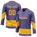 Custom Team Design Light Purple & Yellow Colors Design Sports Hockey Jersey HK00LAK092412