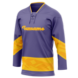 Custom Team Design Light Purple & Yellow Colors Design Sports Hockey Jersey HK00LAK092412