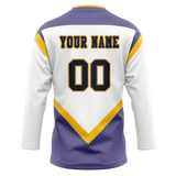 Custom Team Design White & Light Purple Colors Design Sports Hockey Jersey HK00MC100224