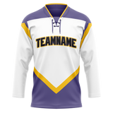 Custom Team Design White & Light Purple Colors Design Sports Hockey Jersey HK00MC100224