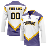 Custom Team Design White & Light Purple Colors Design Sports Hockey Jersey