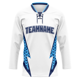 Custom Team Design White & Light Blue Colors Design Sports Hockey Jersey HK00MC010221