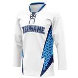 Custom Team Design White & Light Blue Colors Design Sports Hockey Jersey HK00MC010221