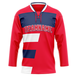 Custom Team Design Red & Royal Blue Colors Design Sports Hockey Jersey HK00CA020919