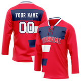 Custom Team Design Red & Royal Blue Colors Design Sports Hockey Jersey HK00MC020919