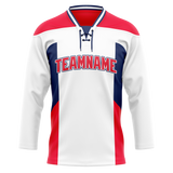 Custom Team Design White & Red Colors Design Sports Hockey Jersey HK00MC030209