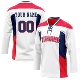 Custom Team Design White & Red Colors Design Sports Hockey Jersey HK00MC030209