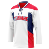 Custom Team Design White & Red Colors Design Sports Hockey Jersey HK00CA030209