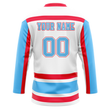 Custom Team Design White & Light Blue Colors Design Sports Hockey Jersey HK00MC040221