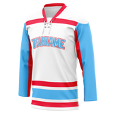 Custom Team Design White & Light Blue Colors Design Sports Hockey Jersey HK00CA040221