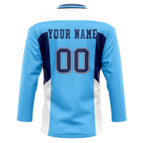 Custom Team Design Light Blue & White Colors Design Sports Hockey Jersey HK00MC082102