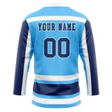 Custom Team Design Light Blue & Navy Blue Colors Design Sports Hockey Jersey HK00MC092118