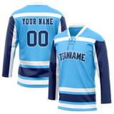 Custom Team Design Light Blue & Navy Blue Colors Design Sports Hockey Jersey HK00MC092118