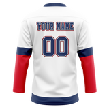 Custom Team Design White & Red Colors Design Sports Hockey Jersey HK00MC100209