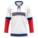 Custom Team Design White & Red Colors Design Sports Hockey Jersey HK00MC100209