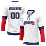 Custom Team Design White & Red Colors Design Sports Hockey Jersey