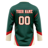 Custom Team Design Kelly Green & Red Colors Design Sports Hockey Jersey HK00NP011509