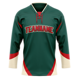 Custom Team Design Kelly Green & Red Colors Design Sports Hockey Jersey HK00MW011509