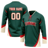 Custom Team Design Kelly Green & Red Colors Design Sports Hockey Jersey HK00MW011509