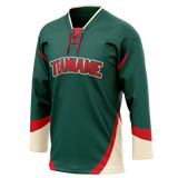 Custom Team Design Kelly Green & Red Colors Design Sports Hockey Jersey HK00MW011509