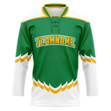 Custom Team Design Green & White Colors Design Sports Hockey Jersey HK00MW021402