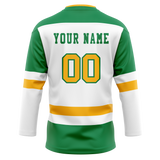 Custom Team Design White & Green Colors Design Sports Hockey Jersey HK00MW050214