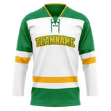 Custom Team Design White & Green Colors Design Sports Hockey Jersey HK00NP050214