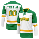 Custom Team Design White & Green Colors Design Sports Hockey Jersey HK00NP050214