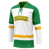 Custom Team Design White & Green Colors Design Sports Hockey Jersey HK00MW050214