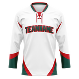 Custom Team Design White & Red Colors Design Sports Hockey Jersey HK00NP060209