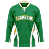 Custom Team Design Green & White Colors Design Sports Hockey Jersey HK00MW081402