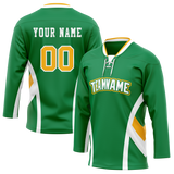 Custom Team Design Green & White Colors Design Sports Hockey Jersey HK00MW081402