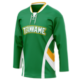 Custom Team Design Green & White Colors Design Sports Hockey Jersey HK00MW081402