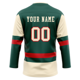 Custom Team Design Kelly Green & Cream Colors Design Sports Hockey Jersey HK00MW101505