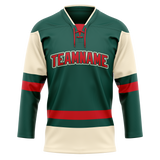 Custom Team Design Kelly Green & Cream Colors Design Sports Hockey Jersey HK00MW101505